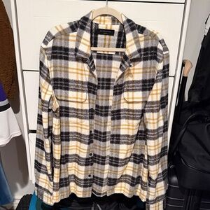 All Saints Men's Checkered Shirt Jacket - Black, White, Yellow